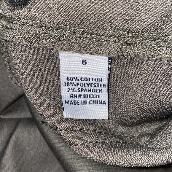 Refuge Olive Green Cotton Pants Size 6 - Picture 6 of 6